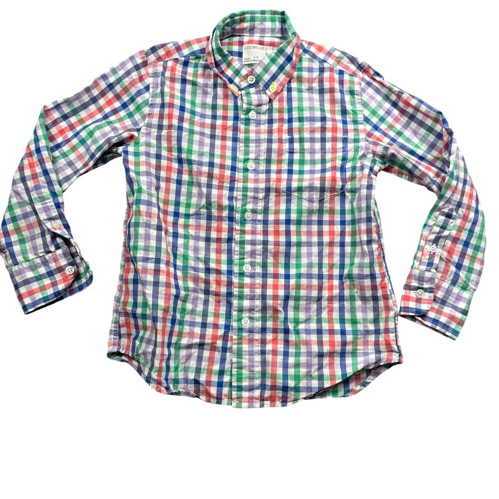 Crew‎ Cuts 4-5 100% Cotton Long Sleeve Re-imagined Plaid (small stain)